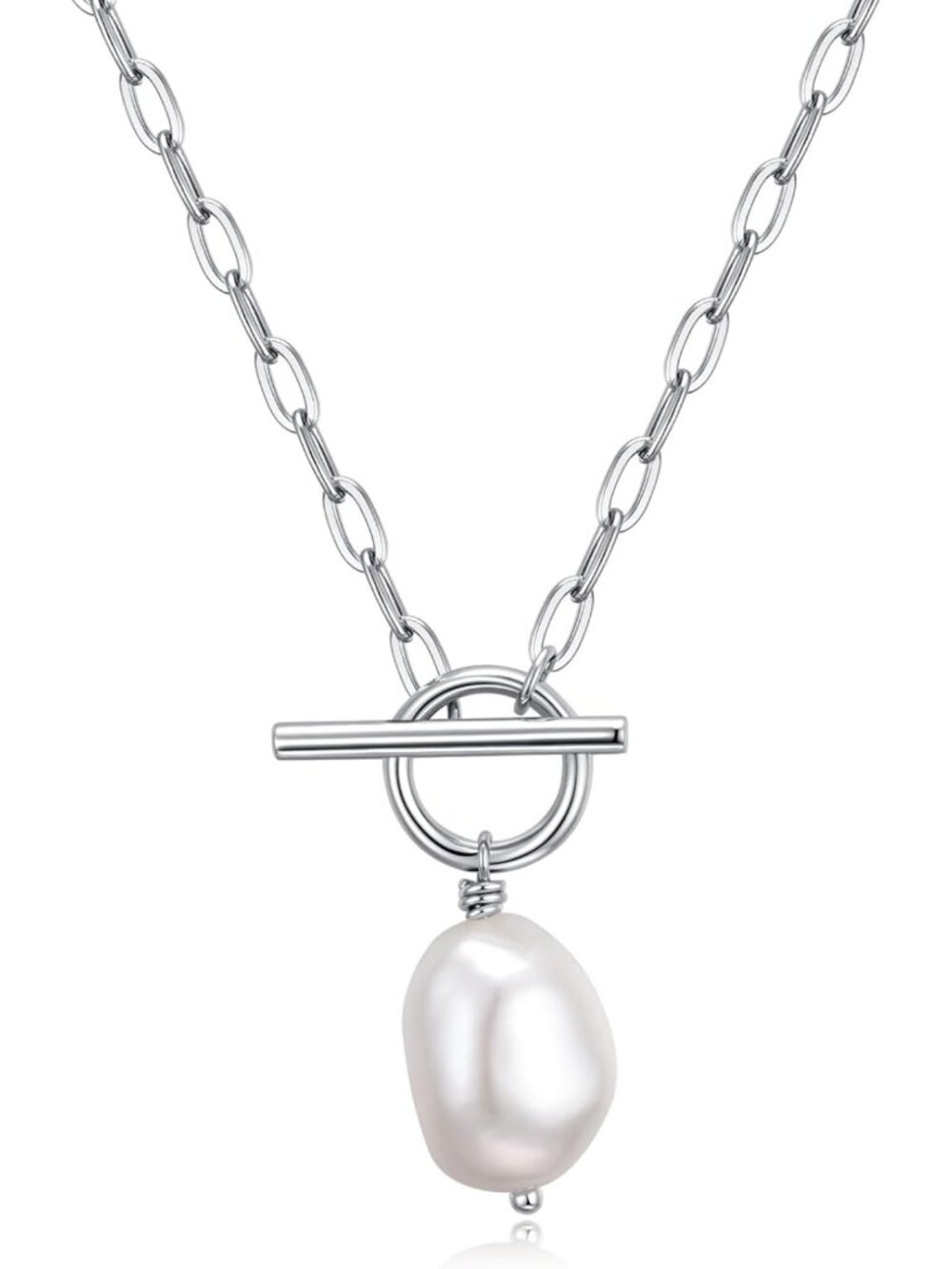 Elegant Baroque Pearl Necklace for Women, 14K Gold Plated Gemstone Pendant
